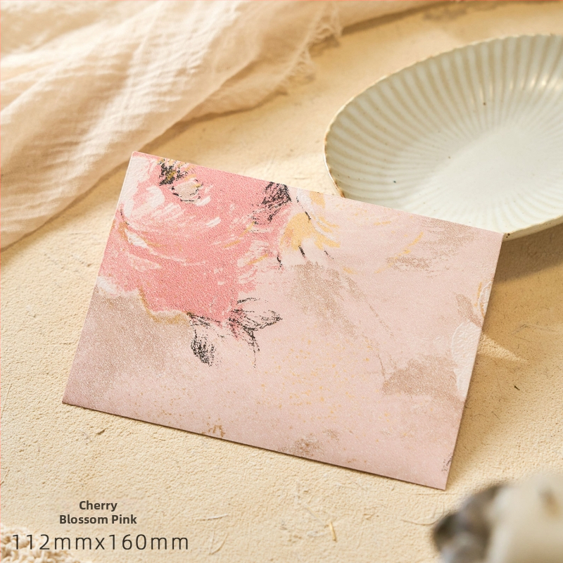 Комплект конверти от серия Цветни писма с златен релеф на специална хартия — модел Конверт сред цветя, ретро стил, подаръчен комплект