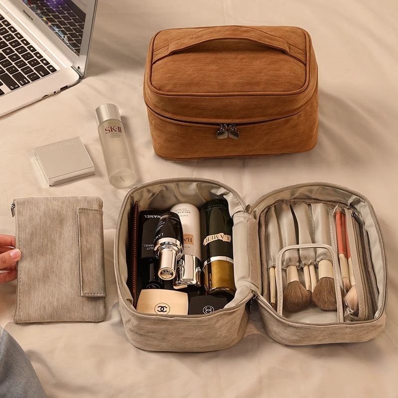 Torbica za šminku velike kapacitete, u stilu ručne torbe, višenamjenska za putovanja i pohranu šminke