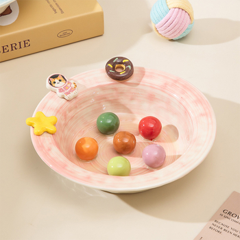 Macska kerámiás lassú etetéses tál emelt tartóval, Anmeixi