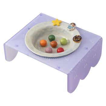 Macska kerámiás lassú etetéses tál emelt tartóval, Anmeixi