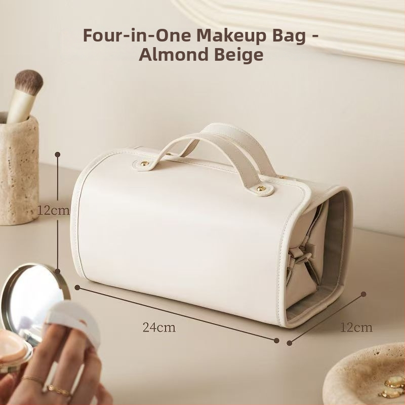 PU sminktáska: vízálló, átlátszó panel, domborított textúra, kopásálló, kibővíthető, hordozható, száraz-nedves szétválasztás