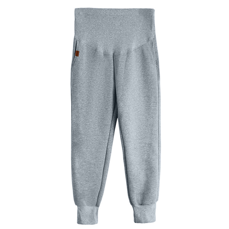Terhes nőknek készült nadrág fleece belsővel, pamut-poliészter keverék, 95%+ összetétel, has támogatás, őszi-téli szezon