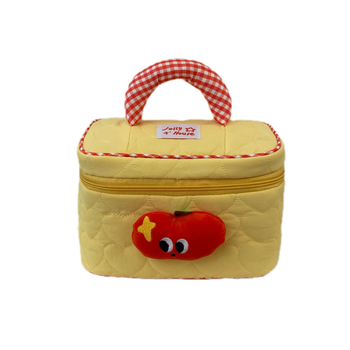 Apple kockás kozmetikai táska, nagy kapacitású, hordozható utazási neszesszer — stílus: gyerekes rajzfilm; Anyag: diving cloth; Minta: anime & cartoons; Belső: nincs bélés