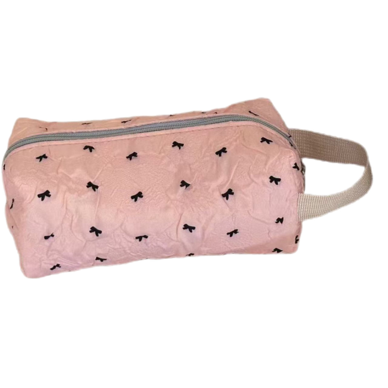 Sminktáska nagy kapacitású, PU anyag, cipzár, poliészter bélés, pillangó csomó dizájn