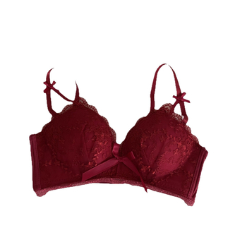 Ruan mei Δαντελένιο σουτιέν χωρίς σύρμα με ανύψωση, πλευρική στήριξη, δαντελένιο ύφασμα που αναπνέει, αποσπώμενες διπλές τιράντες, πίσω κούμπωμα με τρεις σειρές