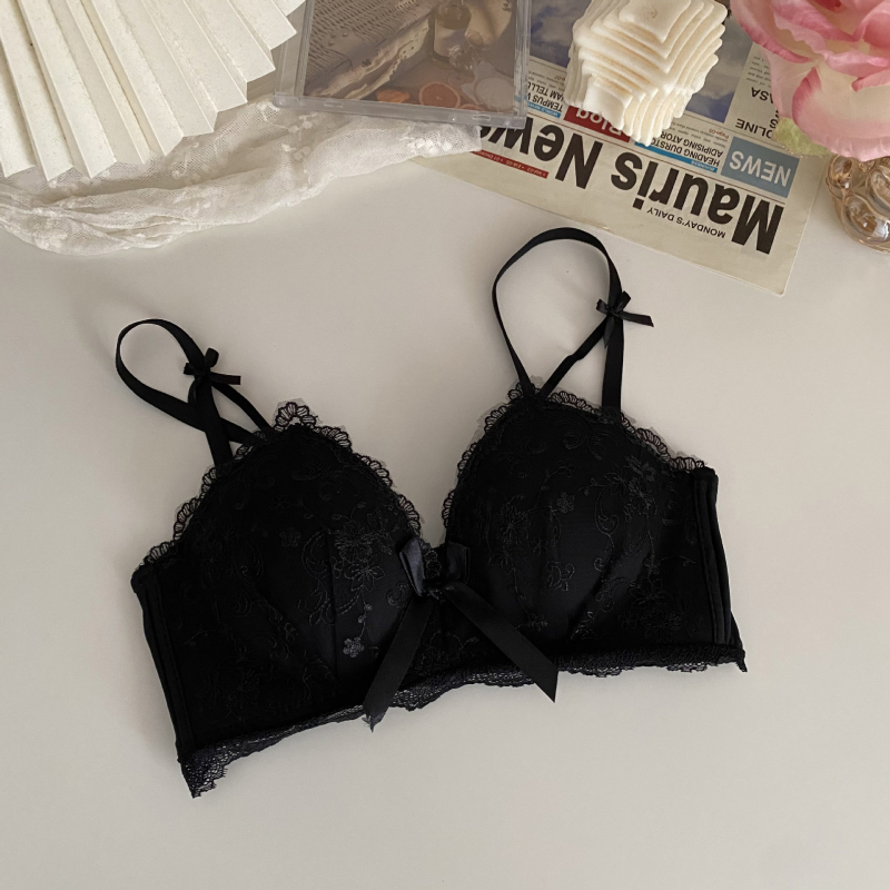 Ruan mei Δαντελένιο σουτιέν χωρίς σύρμα με ανύψωση, πλευρική στήριξη, δαντελένιο ύφασμα που αναπνέει, αποσπώμενες διπλές τιράντες, πίσω κούμπωμα με τρεις σειρές