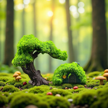 Podocarpus Горска микро-ландшафтна DIY мини къща за бутилка декорация — копринени цветя, универсален стил, подарък за рожден ден на съученик