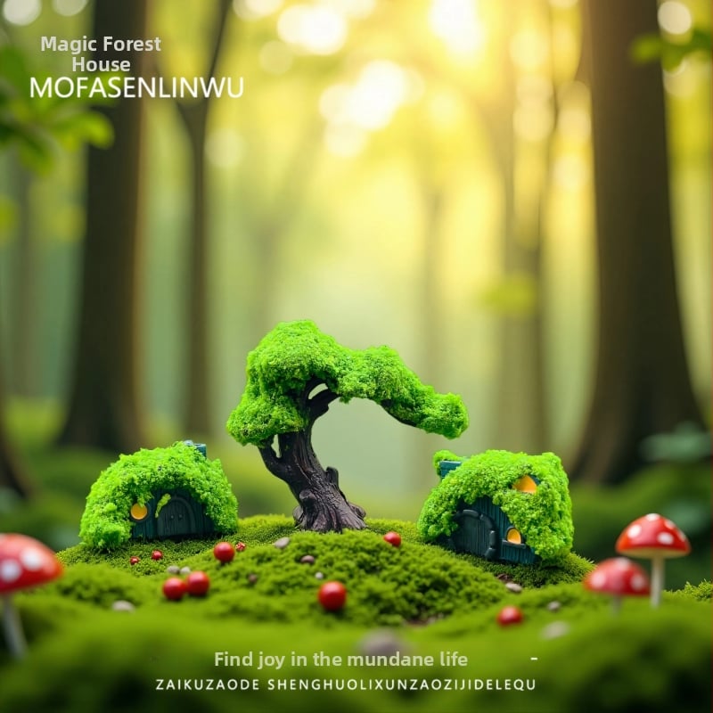 Podocarpus Горска микро-ландшафтна DIY мини къща за бутилка декорация — копринени цветя, универсален стил, подарък за рожден ден на съученик