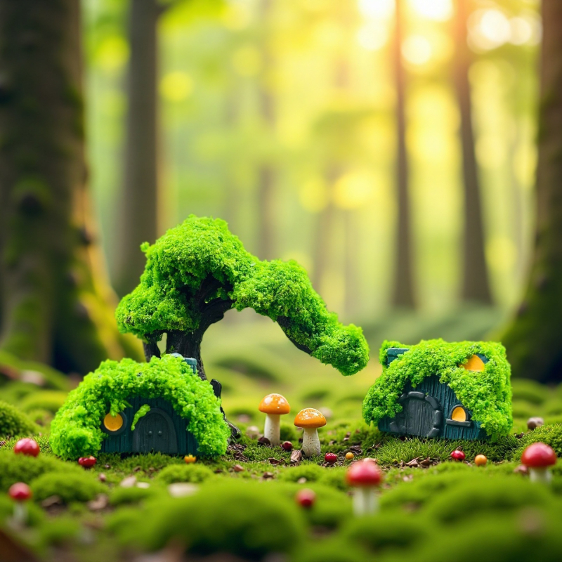 Podocarpus Горска микро-ландшафтна DIY мини къща за бутилка декорация — копринени цветя, универсален стил, подарък за рожден ден на съученик