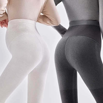 Anyasági leggings fleece-béléssel, vastag anyag, magas derekú, hosszú, függőleges csíkokkal