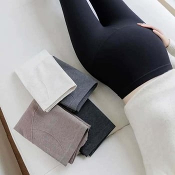 Anyasági leggings fleece-béléssel, vastag anyag, magas derekú, hosszú, függőleges csíkokkal