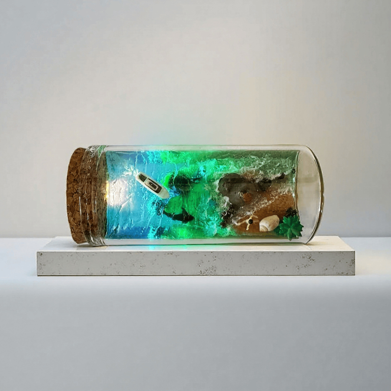 Γυάλινο μπουκάλι με 3D θαλάσσιο τοπίο, χειροποίητο, κινέζικου στυλ, δώρο για ταξίδι