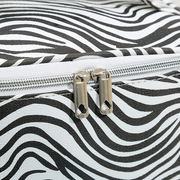 Személyre szabott zebra mintájú kozmetikai táska, nagy kapacitású utazáshoz, vízálló PU bőr, vászon belső bélés