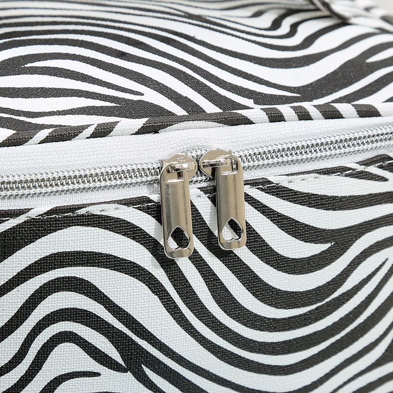 Személyre szabott zebra mintájú kozmetikai táska, nagy kapacitású utazáshoz, vízálló PU bőr, vászon belső bélés