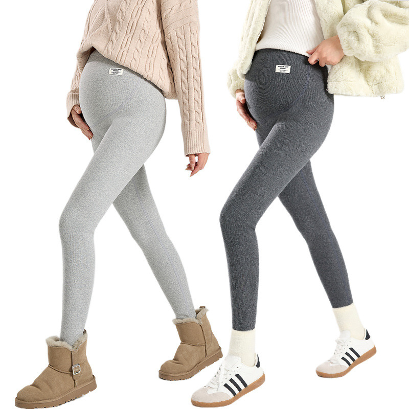 Бременски леггинси с поларена подплата, 95% памук, абдоминална поддръжка, пълна дължина за пролет, есен и зима.