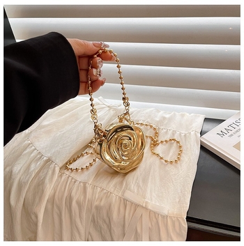 Camellia fém estélyi táska, kör alakú, mágneses zárás, belső ID-zseb, bélés nélkül, kagyló-doboz stílus, 2025 nyár