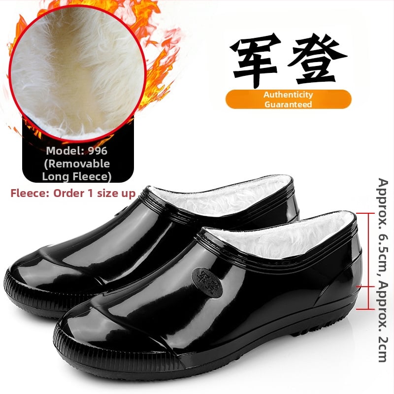 Guixin cizme de ploaie pentru bărbați, impermeabile, căptușite cu fleece, antiderapante, rezistente la uzură, talpă din plastic, design cu gleznă joasă