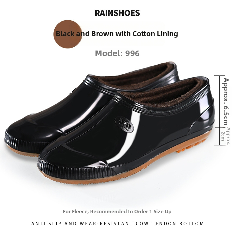Guixin cizme de ploaie pentru bărbați, impermeabile, căptușite cu fleece, antiderapante, rezistente la uzură, talpă din plastic, design cu gleznă joasă