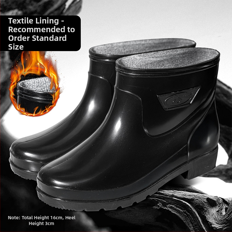 Guixin cizme de ploaie pentru bărbați, impermeabile, căptușite cu fleece, antiderapante, rezistente la uzură, talpă din plastic, design cu gleznă joasă