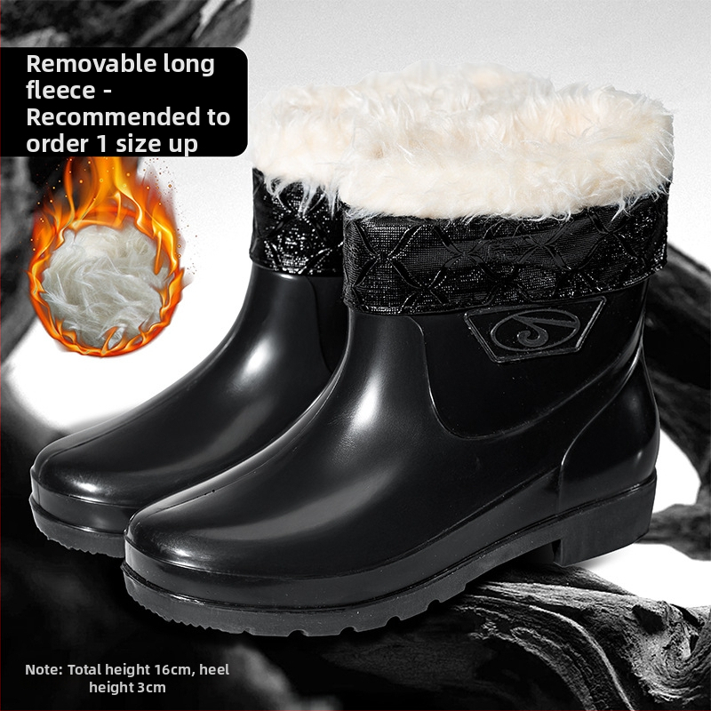 Guixin cizme de ploaie pentru bărbați, impermeabile, căptușite cu fleece, antiderapante, rezistente la uzură, talpă din plastic, design cu gleznă joasă