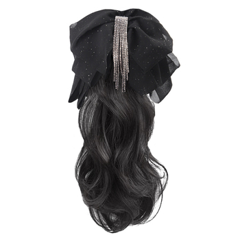 Perucă coadă cu clips Bow Tassel Ponytail – păr din sârmă rezistentă la temperatură, Lois brand, mecanism de fabricație