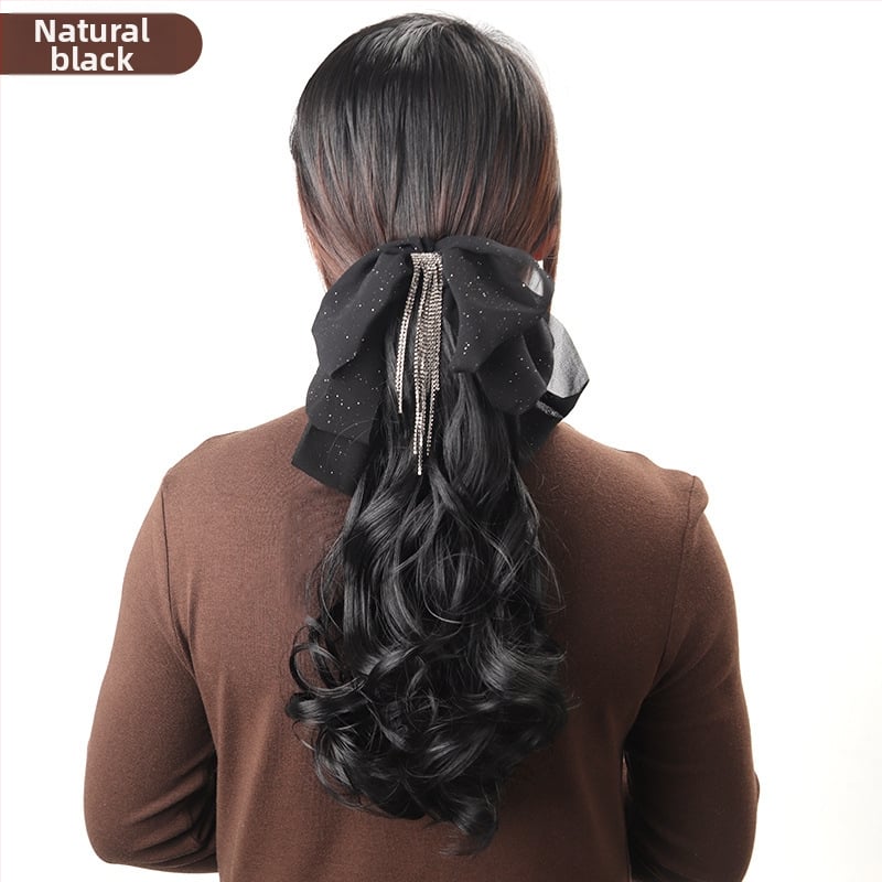 Perucă coadă cu clips Bow Tassel Ponytail – păr din sârmă rezistentă la temperatură, Lois brand, mecanism de fabricație