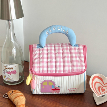 Koreai stílusú dopamin kis ház alakú, kézben tartható kozmetikai táska, utazáshoz, többszintes tároló — Anyag: pamutmentes szövet; Funkció: összecsukható; Stílus: japán stílus; Modell: Storage bag; Dobozmennyiség: 1 db