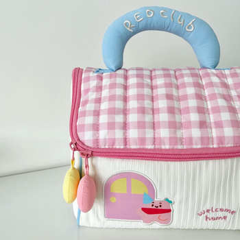 Koreai stílusú dopamin kis ház alakú, kézben tartható kozmetikai táska, utazáshoz, többszintes tároló — Anyag: pamutmentes szövet; Funkció: összecsukható; Stílus: japán stílus; Modell: Storage bag; Dobozmennyiség: 1 db