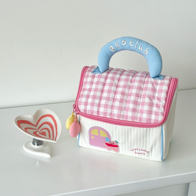 Koreai stílusú dopamin kis ház alakú, kézben tartható kozmetikai táska, utazáshoz, többszintes tároló — Anyag: pamutmentes szövet; Funkció: összecsukható; Stílus: japán stílus; Modell: Storage bag; Dobozmennyiség: 1 db