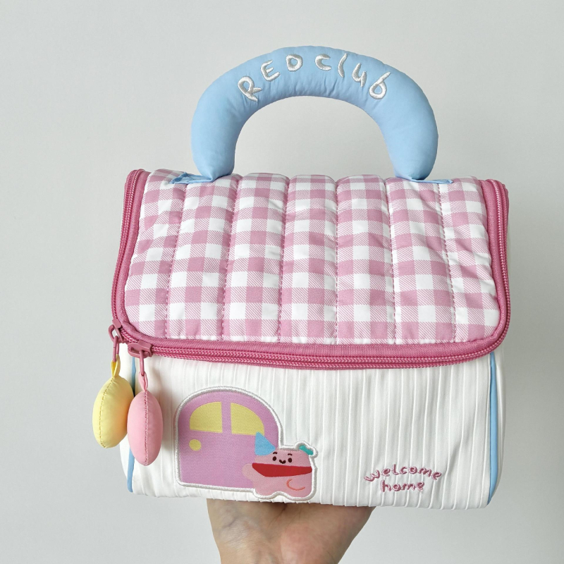 Koreai stílusú dopamin kis ház alakú, kézben tartható kozmetikai táska, utazáshoz, többszintes tároló — Anyag: pamutmentes szövet; Funkció: összecsukható; Stílus: japán stílus; Modell: Storage bag; Dobozmennyiség: 1 db