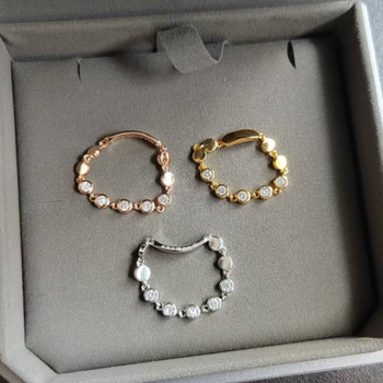 Gyűrű réz-cirkónnal, geometrikus forma, gyémántos megmunkálás, női stílus, Inst stílus