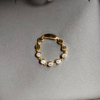 Gyűrű réz-cirkónnal, geometrikus forma, gyémántos megmunkálás, női stílus, Inst stílus