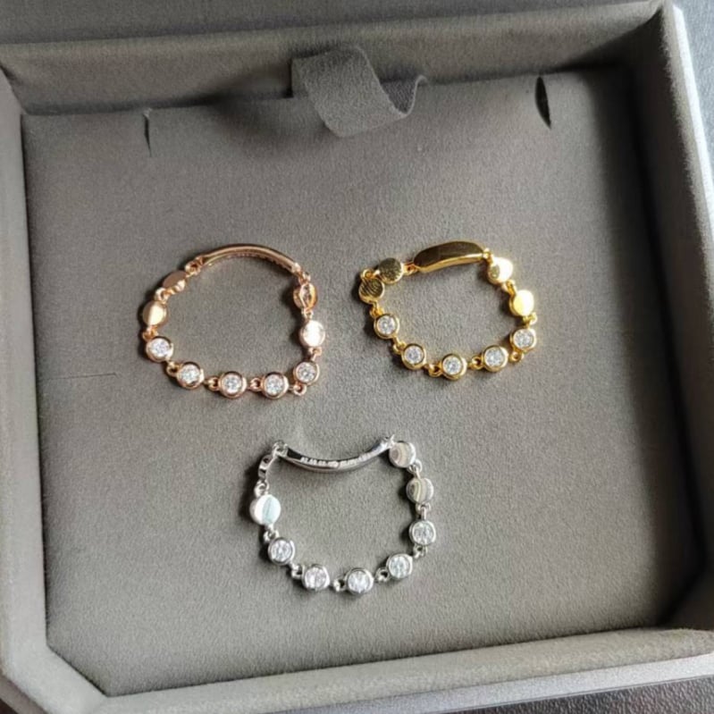 Gyűrű réz-cirkónnal, geometrikus forma, gyémántos megmunkálás, női stílus, Inst stílus