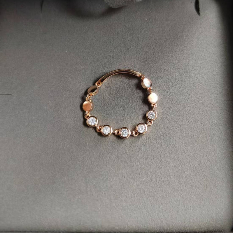 Gyűrű réz-cirkónnal, geometrikus forma, gyémántos megmunkálás, női stílus, Inst stílus