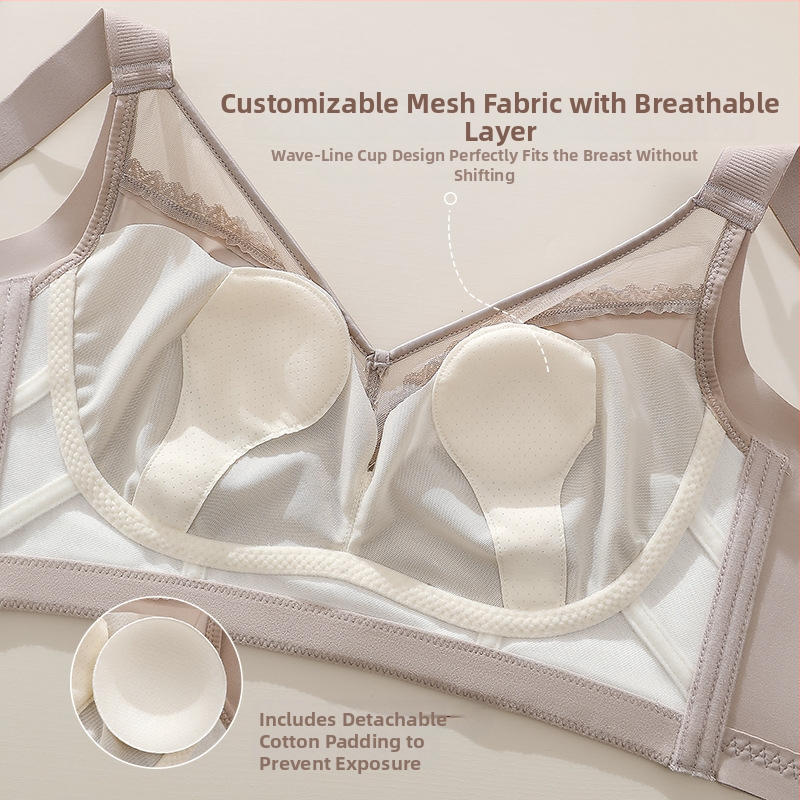 Sutien din dantelă cu cupe turnate ultrafine, material principal: nailon; căptușeală: nailon; închidere spate cu patru rânduri de cârlige