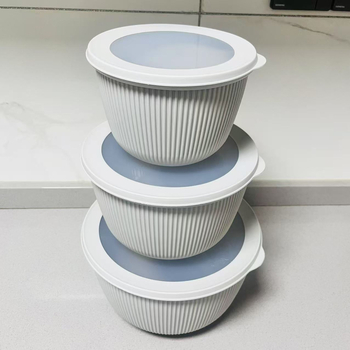 Kružni plastični set posuda za salatu za kućnu upotrebu – kvaliteti hrane, PP+TPR, kapacitet 4,1–5 L, kružne posude za pohranu u kuhinji, paket 18/24/36