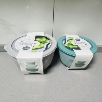 Kružni plastični set posuda za salatu za kućnu upotrebu – kvaliteti hrane, PP+TPR, kapacitet 4,1–5 L, kružne posude za pohranu u kuhinji, paket 18/24/36