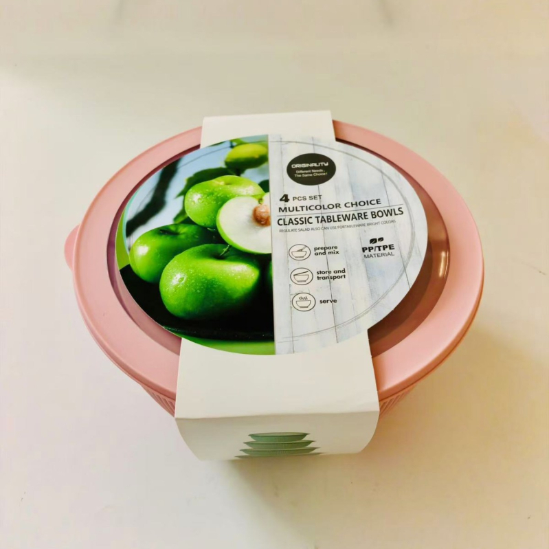 Kružni plastični set posuda za salatu za kućnu upotrebu – kvaliteti hrane, PP+TPR, kapacitet 4,1–5 L, kružne posude za pohranu u kuhinji, paket 18/24/36