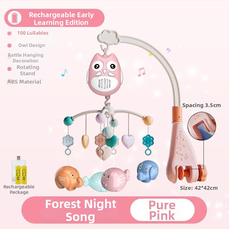 Jucărie muzicală rotativă pentru pătuț, cu posibilitate de agățare — ajutor liniștitor pentru somn, stimulare vizuală, dezvoltare auditivă; Brand: Ybr/Youbein; Vârstă: 0–3 ani; Material: plastic