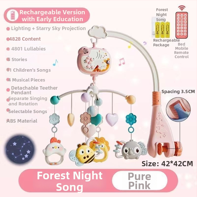 Jucărie muzicală rotativă pentru pătuț, cu posibilitate de agățare — ajutor liniștitor pentru somn, stimulare vizuală, dezvoltare auditivă; Brand: Ybr/Youbein; Vârstă: 0–3 ani; Material: plastic