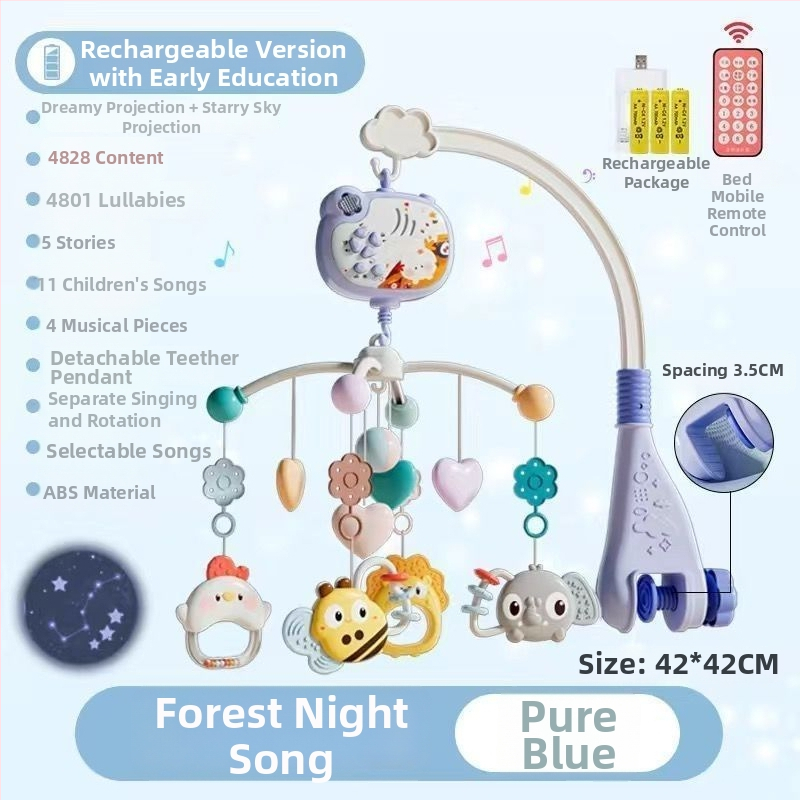 Jucărie muzicală rotativă pentru pătuț, cu posibilitate de agățare — ajutor liniștitor pentru somn, stimulare vizuală, dezvoltare auditivă; Brand: Ybr/Youbein; Vârstă: 0–3 ani; Material: plastic