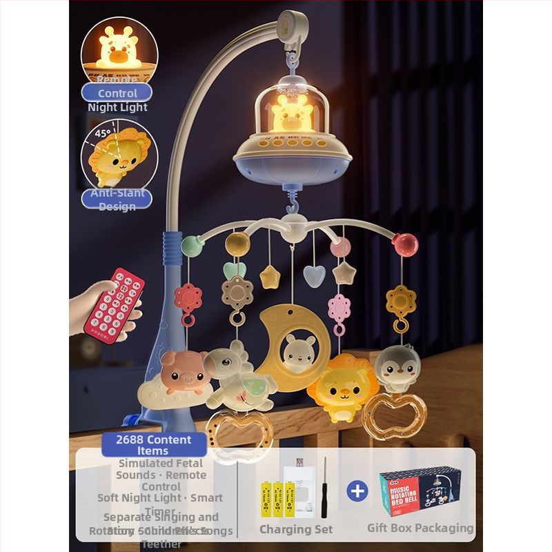 Jucărie muzicală rotativă pentru pătuț, cu posibilitate de agățare — ajutor liniștitor pentru somn, stimulare vizuală, dezvoltare auditivă; Brand: Ybr/Youbein; Vârstă: 0–3 ani; Material: plastic