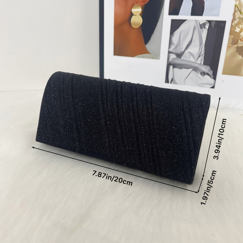 Ženska clutch torba, poliester, horizontalni kvadratni oblik, magnetska kopča, unutarnja pretinica za ID