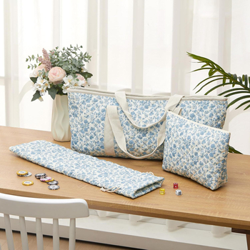 Visokokapacitna torbica za šminku, prijenosna s cvjetnim uzorkom, šivani quilt dizajn, 3-dijelni set