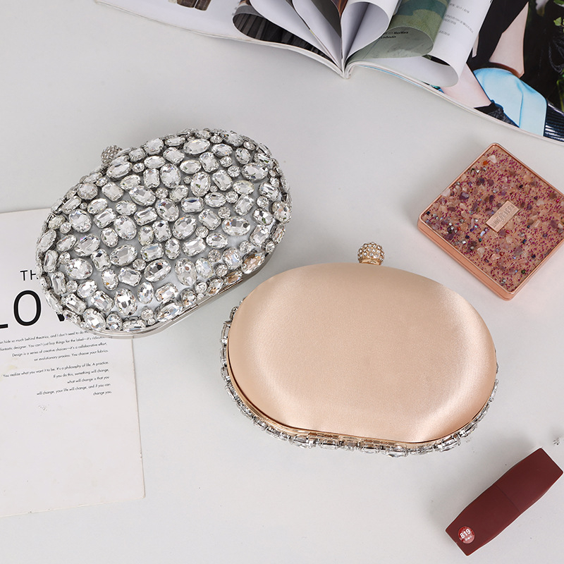 Kerui večernja clutch torbica s kristalima, ručno izvezeni kristali, stakleni kamenčići, lančani stil