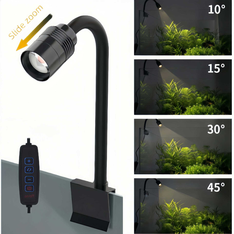 LED svjetlo s klipsom za akvarijem, USB napajanje, 10W, podesivi načini osvjetljenja s tajmerom, PVC kućište