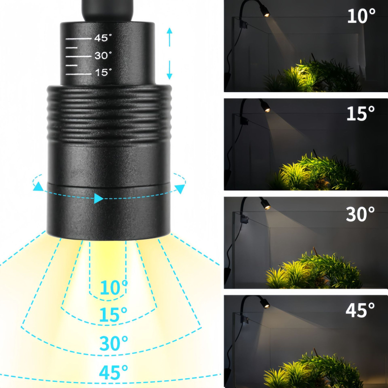 LED svjetlo s klipsom za akvarijem, USB napajanje, 10W, podesivi načini osvjetljenja s tajmerom, PVC kućište
