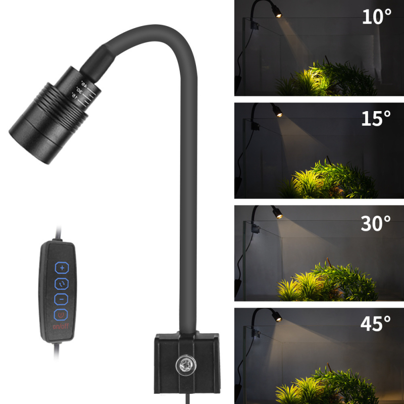 LED svjetlo s klipsom za akvarijem, USB napajanje, 10W, podesivi načini osvjetljenja s tajmerom, PVC kućište
