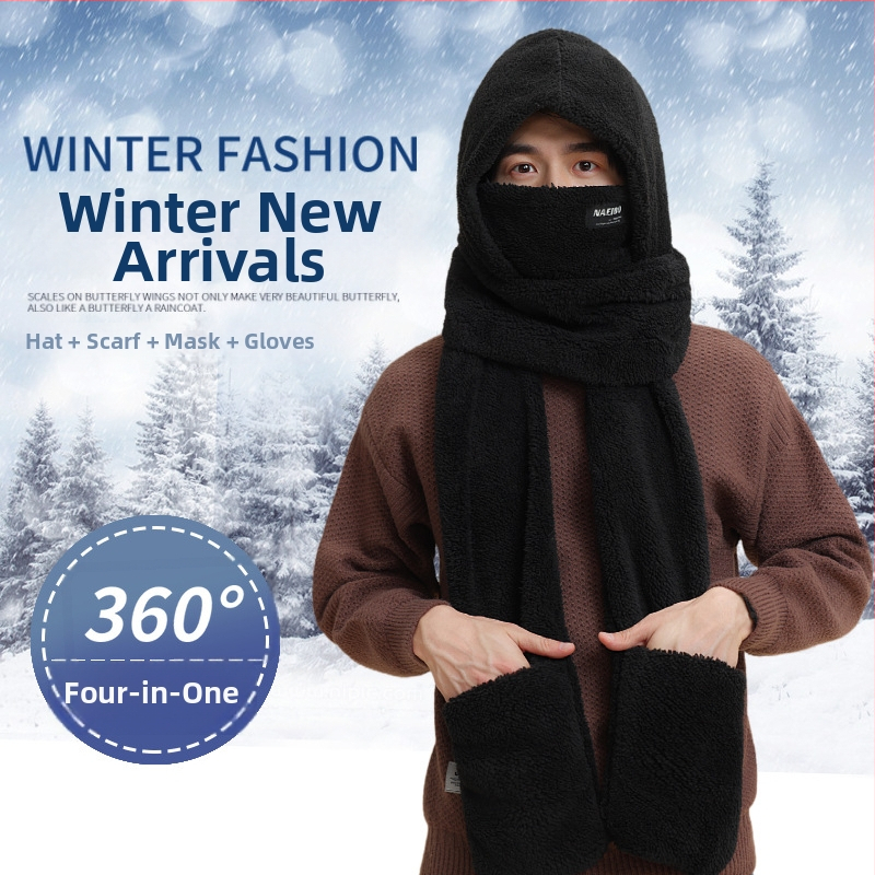 Trojdielny set: čiapka, šál a rukavice — zmiešaný materiál, unisex dospelí, zima, Tie-Dye úprava.