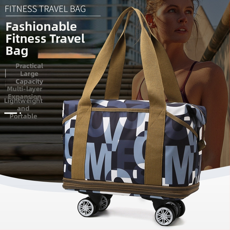 Geantă de voiaj cu roți, pentru utilizare maternă — capacitate 36-55 L, impermeabilă și respirabilă, extensibilă cu separare uscat/umed, căptușeală din poliester, stil urban minimalist
